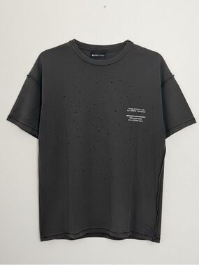 PURPLE Men's Black Distressed Short Sleeve Tee